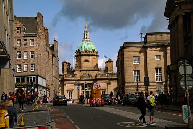 Edinburgh Fringe venue entrance in the evening