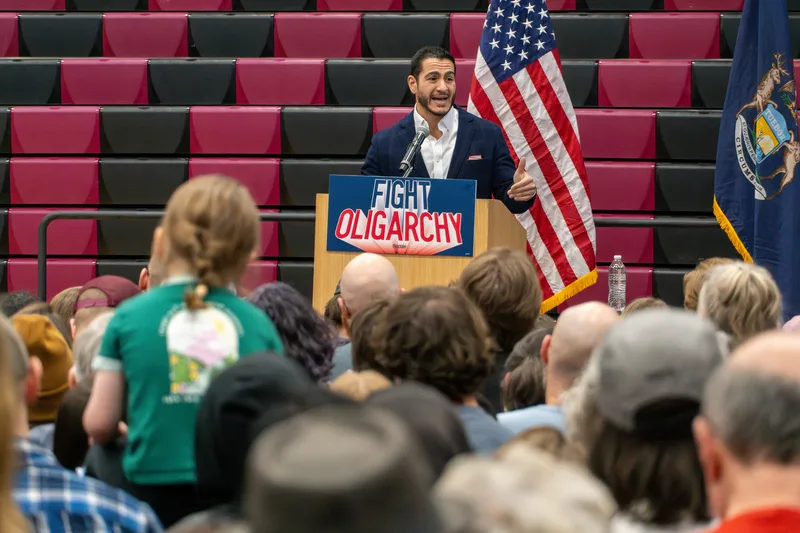 Abdul El-Sayed at a Detroit primary night event
