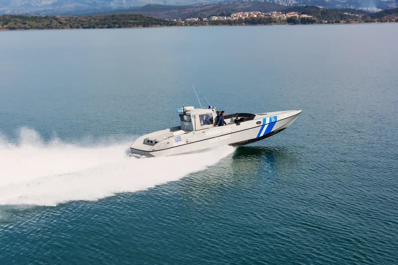 Coast guard patrol boat in open Mediterranean water