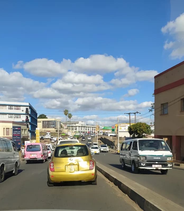 Street scene in Blantyre, Malawi, at midday